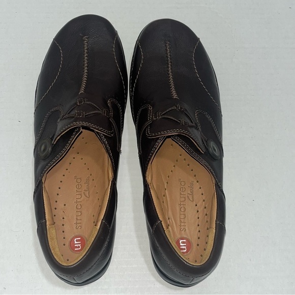 Clarks Unstructured Un Loop Brown Leather Slip-On Comfort Shoes NWOT Size 9M - Picture 8 of 9